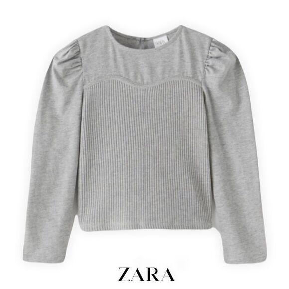 ZARA Kids | Gray | Combination Ribbed Top - Picture 2 of 6